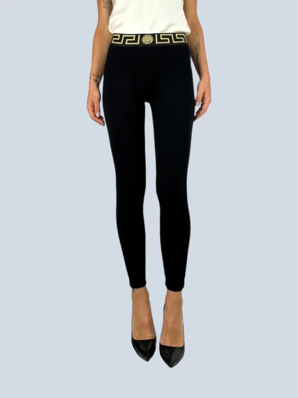 ‼️WOW‼️🖤🤎Versace Black Medusa Logo Leggings! NWOT‼️🖤🤎 - Picture 4 of 15